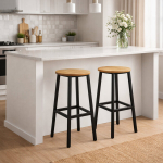 Baaritoolid, Begryf, 2 tk, &Oslash;32x65 cm, &uuml;mmargune iste, metallist raam, tammepuust/must