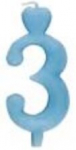 Sinine number 3 s&uuml;damekaunistusega tordik&uuml;&uuml;nal