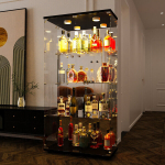 Klaasist vitriinkapp, 164 x 80 x 36 cm, kaks ust, LED-valgustusega, must