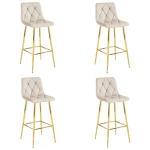 Baaritoolide komplekt Leobert NADO sametine beež kuldsete jalgadega