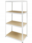Metallist riiul Helios valge 180x90x40 cm, 4 riiulit, 400 kg/riiul