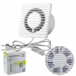 Vannitoa ventilaator kaabliga, 80mm, vaikne, seinale kinnitatav