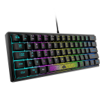 Juhtmega RGB klaviatuur K61, 60 %, 62 klahvi, ergonoomiline, must