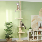 Kasside kraapimispost PawHut 42,5x26,5x275cm, kreemjas