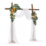 Pulmakaare lillede komplekt, 640x76 cm, kollane valge, siidkangast kardinad