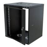 19" 12U 450 Mm Riputatav Serverikapp Rack, Klaasiga Uksed, Must, Stalflex