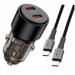 Autolaadija 100W USB-A USB-C koos USB-C kaabliga 1 m, Automobilinis įkroviklis 100W USB-A USB-C su USB-C kabeliu 1 m