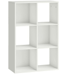 Raamaturiiul, 6 sektsiooni, puitlaastplaat, 91,5 &times; 61,5 &times; 29,5 cm, valge