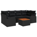vidaXL Aia Diivanikomplekt padjaga 7 pcs Must pol&uuml;rotang