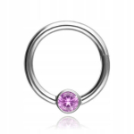 Titanium Clicker ring roosa tsirkooniga, h&otilde;bedane v&auml;rvus 1,2/8 mm