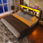 Topeltvoodi riiulite, USB, LED-ga, 140x200 cm, 2 karpi