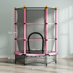 Laste batuut turvav&otilde;rguga 140 cm, roosa