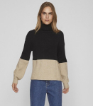 Vila naiste pullover 14084235*01, must/beež 5715429396560