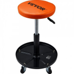Mehaaniku taburet, reguleeritava k&otilde;rgusega 56&ndash;71 cm, 38&times;38&times;56.5 cm, must, polsterdatud ratastega t&ouml;&ouml;kojatool t&ouml;&ouml;riistarestiga