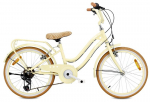 20-tolline laste jalgratas t&uuml;drukule Shimano 6 k&auml;iku 5&ndash;8 aastat, pakiraam, tugijalg, Retro Heart Bike, v&otilde;ikollane