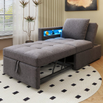 3-in-1 diivanvoodi, reguleeritav seljatugi, LED ja USB, 177x68x65 cm