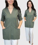 Naiste puuvillane pluus Elegant Italy, khaki v&auml;rvi, Universaalne
