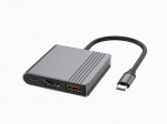 Gembird USB-C HDMI/USB 3-in-1 adapter A-CM-COMBO3-05, 1 HDMI, 1 USB-C, 1 USB 3.2, 10 Gbps, 4K video, Must