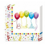 Pabersalvr&auml;tikud "Happy Birthday" 33 x 33 cm, 20 tk 81285