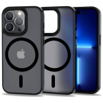 Apple iPhone 14 Pro.Must matt silikoon&uuml;mbris,plastikust tagusega