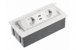 Side&uuml;hendusplokk, 2 pesa, 2 USB, valge