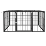 vidaXL koera m&auml;nguaedik 4 paneeli must 100x50 cm pulberv&auml;rvitud teras
