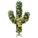 vidaXL j&otilde;uulukaktus aluse ja LED-lampidega roheline 150 cm PVC