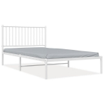 vidaXL metallist voodiraam peatsiga, valge, 107x203 cm