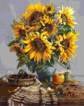 Maalimine numbrite j&auml;rgi - maalimise komplekt 40x50 cm. "Sunflowers on the table"