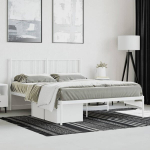 vidaXL metallist voodiraam peatsiga, valge, 150x200 cm
