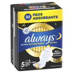 H&uuml;gieenisidemed Always Ultra Secure Night Extra Size 5, 32 tk