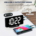 1tk LED Digitaalne &Auml;ratuskell Magamistuppa RGB &Ouml;&ouml;valgustusega, USB-C-Laadijaga., Baltas