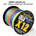 GHOTDA 300m/328yds X12 Mere Kalastusk&ouml;is, 12-kiuline Punutud K&ouml;is, Kalastustarvik, 0,32 mm 22,68 kg