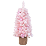Costway 90 cm mini kunstlik j&otilde;ulupuu lumega & Tsemendialusel j&otilde;ulupuu Chirstbaum roosa