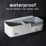 Seinale kinnitatav vannitoa riiul konksudega - puurimiseta, vastupidav ABS, mitmeotstarbeline hoiuriiul kosmeetikale ja tualetitarvetele, hambaharja hoidik, l&otilde;hnatu, ilma vooluta, patareiteta, kinkekarbis - &uuml;he pakk.