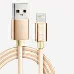 Kiirlaadimine USB Kaabel, Nailonpunutud Vastupidav ja Paindlik Kiire Andmesidekaabel iPhone ja iPad jaoks, Auksinės spalvos