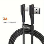 Toocki USB T&uuml;&uuml;p C Kaabel 3A Kiire Laadimine 90 Kraadi jaoks Telefon Laadimine., 1 m
