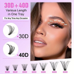 Tee-Seda Ripsmepikenduste Komplekt, 30D+40D 9-16mm Mix Ripsmetutikud Liimiga ja Pintsettidega, D Kaarega Loomulikud Ripsmed., 30D/40D blakstienos+Bond+pincetai