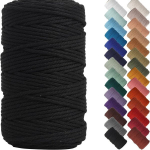 Keerutatud Puuvillane N&ouml;&ouml;r 4mm x 50m DIY Dekoratsioonideks, Juoda