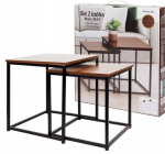 Loft Ruudukujuline Kohvilaud 37,5 X 37,5 X 40Cm Tume Tammepuust 2-Osaline Komplekt
