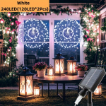 2tk/4tk Rippuvad P&auml;ikeseenergial Toitega Ilutulestiku Tuled, 240/480 LED S&auml;delev T&auml;hepurske Kera Tuled., Baltas