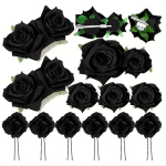 K&auml;sit&ouml;&ouml; Roosi Lill Aksessuaaride Komplekt, Samet Roosikomplekt, Sisaldab Rinnan&otilde;ela, Peaehe, Pruudi Pealill., Juoda