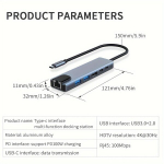 Kaasaskantav Type C mitmeportiline adapter HDTV, USB, PD, TYPE C, RJ45 Ethernetiga 6-in-1 USB C dokkimisjaam Dell/Surface/HP s&uuml;learvutitele.