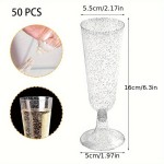 25/50tk Plastist &Scaron;ampuseklaasid, 5.5 oz Mimosa Klaasid, Akr&uuml;&uuml;list Tervitusklaasid Pulmadeks, Aastavahetuseks 2025, J&otilde;ulupeole., GD119 sidabro pudra 50 vnt