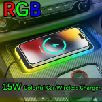 RGB V&auml;rviline Auto Juhtmevaba Laadija Libisemiskindel Laadimisalus Atmosf&auml;&auml;ritulega.