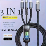 MFI Sertifitseeritud 3-&uuml;hes USB-C Laadimiskaabel - Kiirlaadimine iPhoneidele, Android-telefonidele ja Tahvelarvutitele