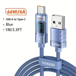 Toocki 66W USB A-C kiirlaadimiskaabel, Mėlyna