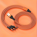 1TK 3-&uuml;hes USB Laadimiskaabel 6A Kiirlaadimine Punutud Juhe Universaalne &Uuml;hilduvus Android Huawei Apple Seadmete jaoks, &Scaron;altas oranžinis