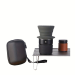 Reisi K&auml;si-pruulitud Kohvi Komplekt V&auml;ljas Telkimine Kaasaskantav V60 Silikoonfilter Tassi Kombo Kingitus., Juoda