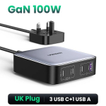 S&uuml;learvuti UGREEN 100W 65W GaN laadija 4-in-1 lauaarvuti s&uuml;learvuti adapter - GaN 100W UK pistik